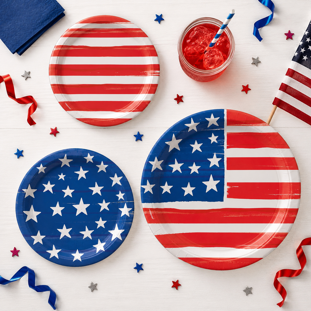 Painted Patriotic Paper Dessert Plates, 8ct, Assorted Options