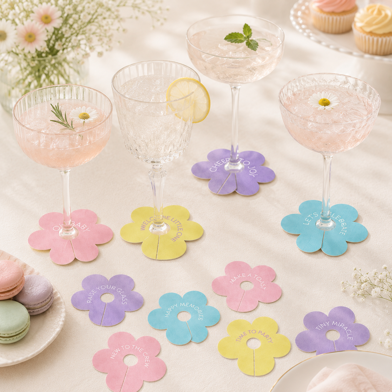 Little Daisy Baby Shower Cardstock Drink Markers, 10ct
