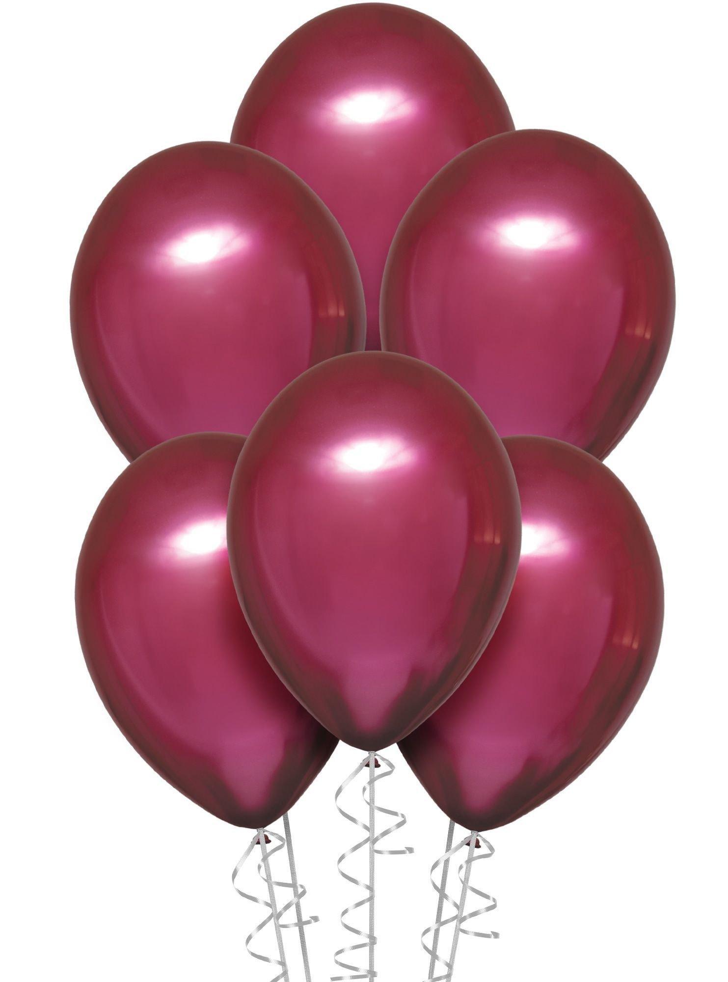 Bright Pink Metallic Chrome Satin Luxe Latex Balloons, 6ct