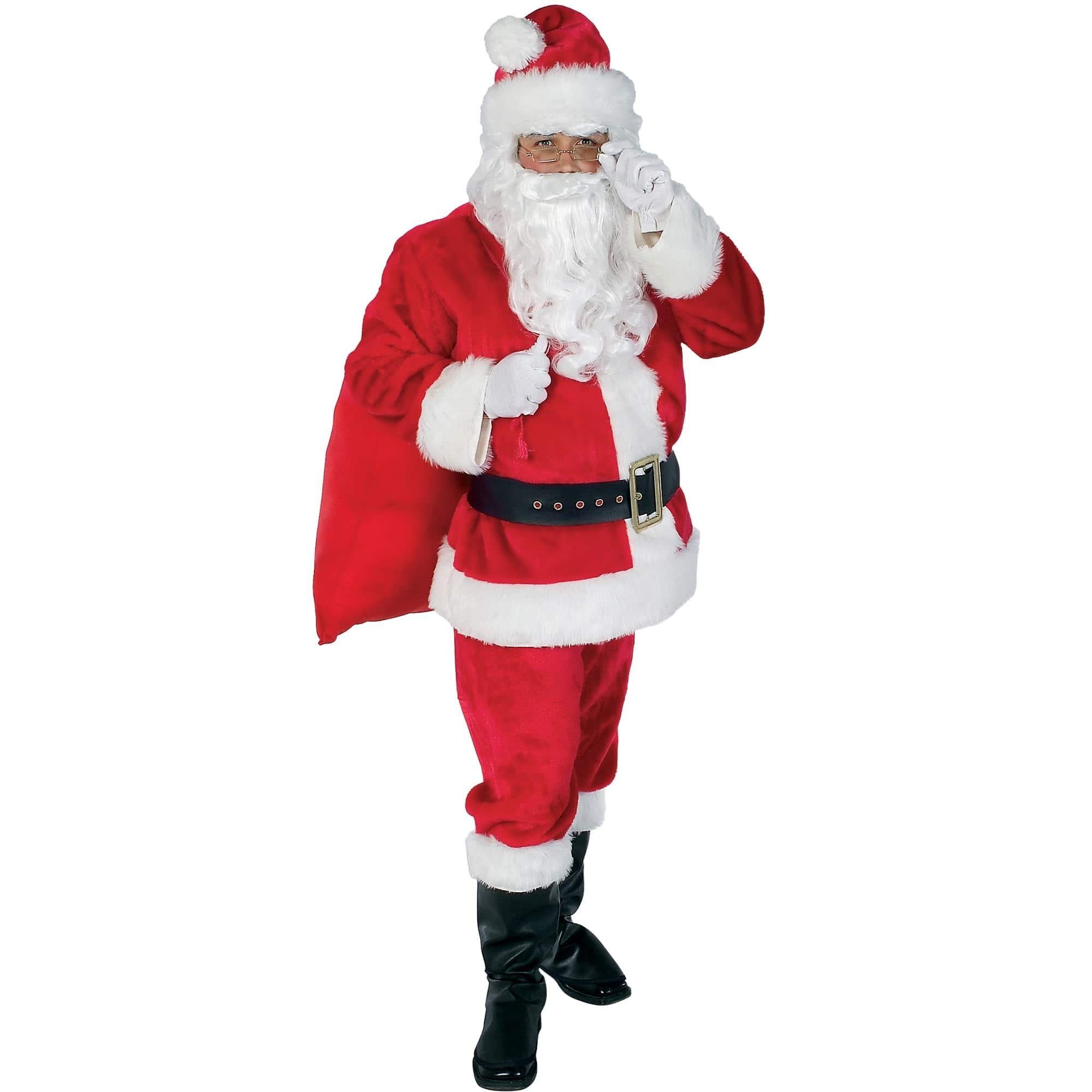 Adult Regal Plush Santa Suit with Wig & Beard Costume