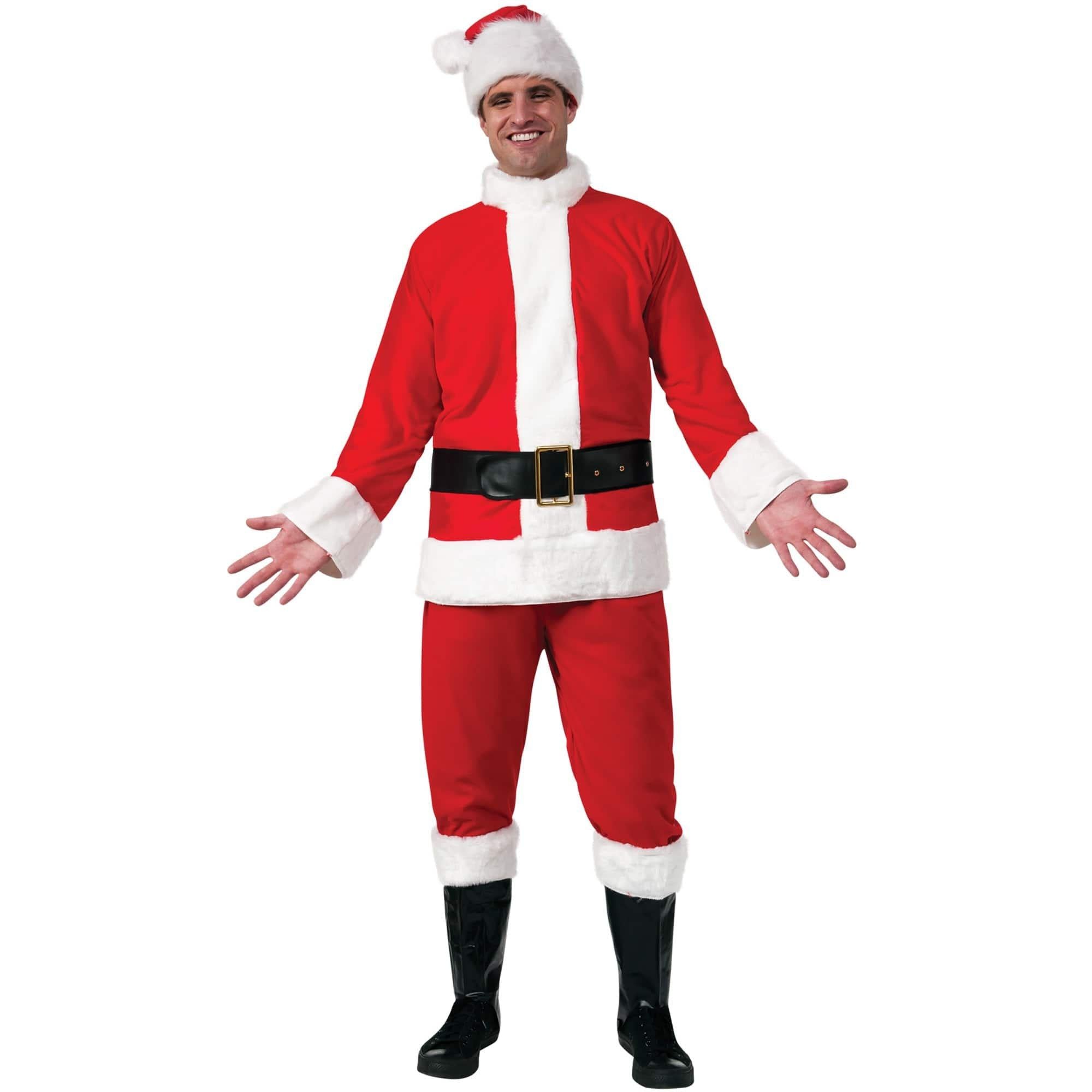 Men's Flannel Santa Suit with Faux Fur Trim