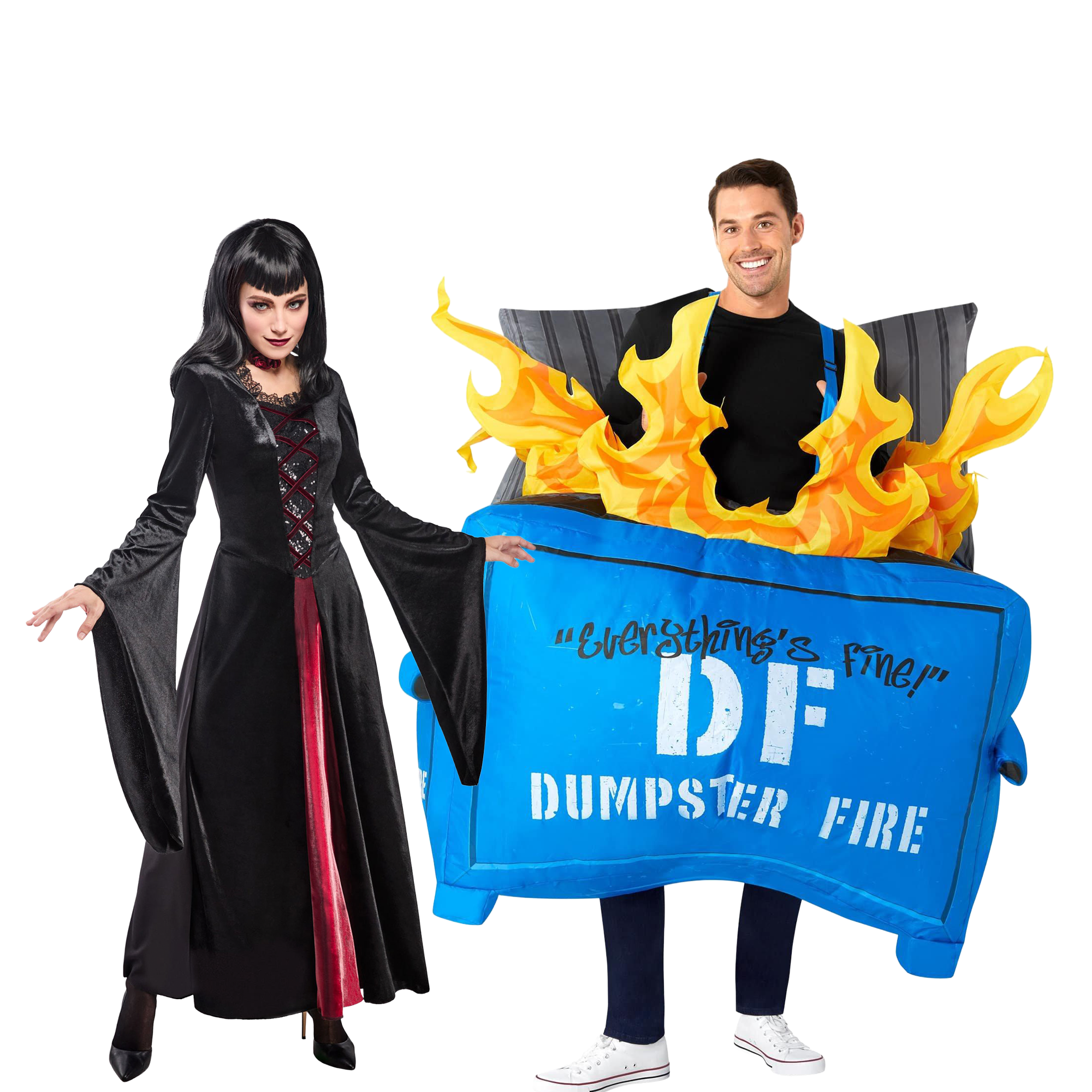 Vampire & Dumpster Fire Couples Costume ?C Rhyme Without a Reason